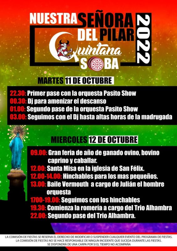 Fiestas Nuestra Se Ora Del Pilar Soba Miplanhoy Qu Hacer