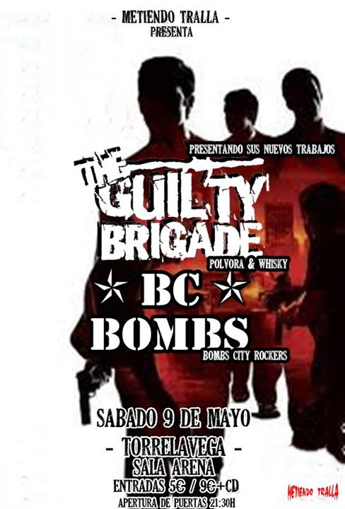 Concierto de THE GUILTY BRIGADE + BC BOMBS en la sala Arena de Torrelavega