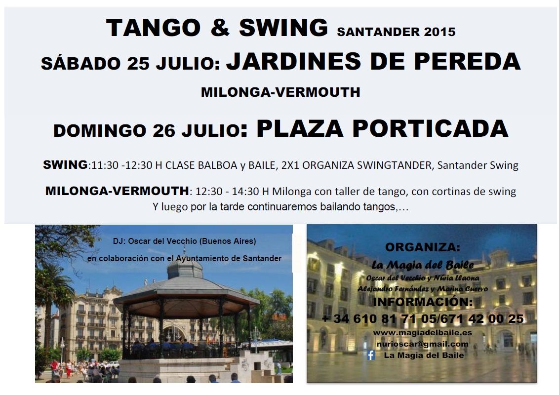 Tango y Swing en los jardines de Pereda de Santander
