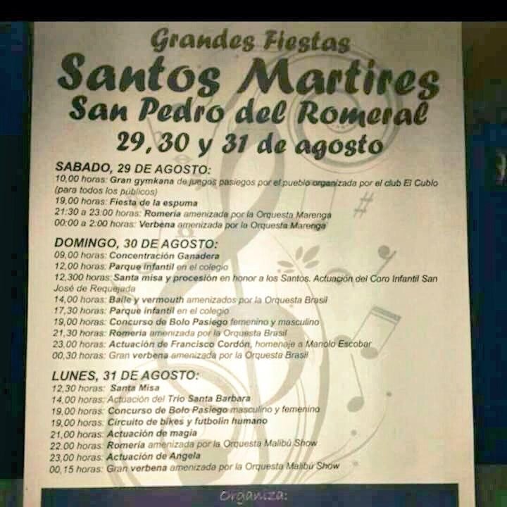 Fiestas de los Santos Mártires 2015 en San Pedro del Romeral