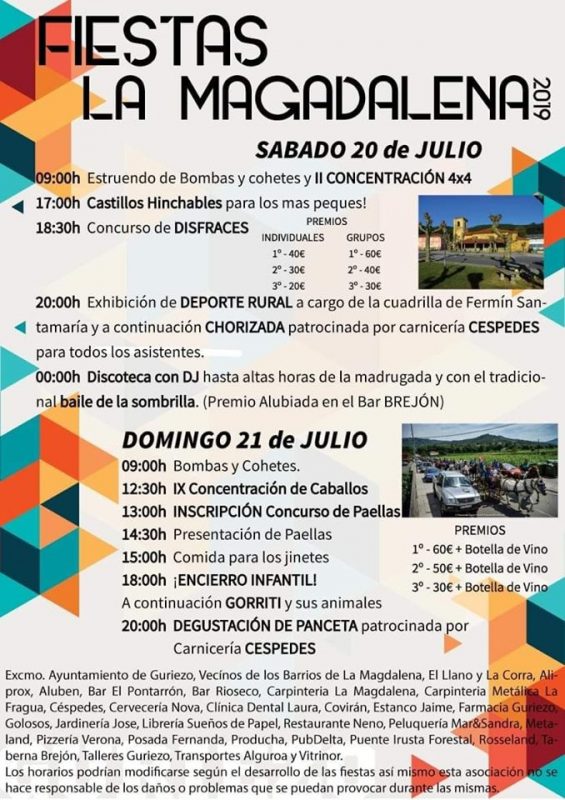 Fiestas de La Magdalena en Guriezo 2019 Miplanhoy qué hacer hoy en