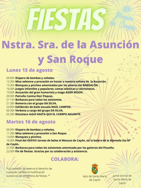 Fiestas de Nuestra Señora de la Asuncion y San Roque 2022 - Cayón
